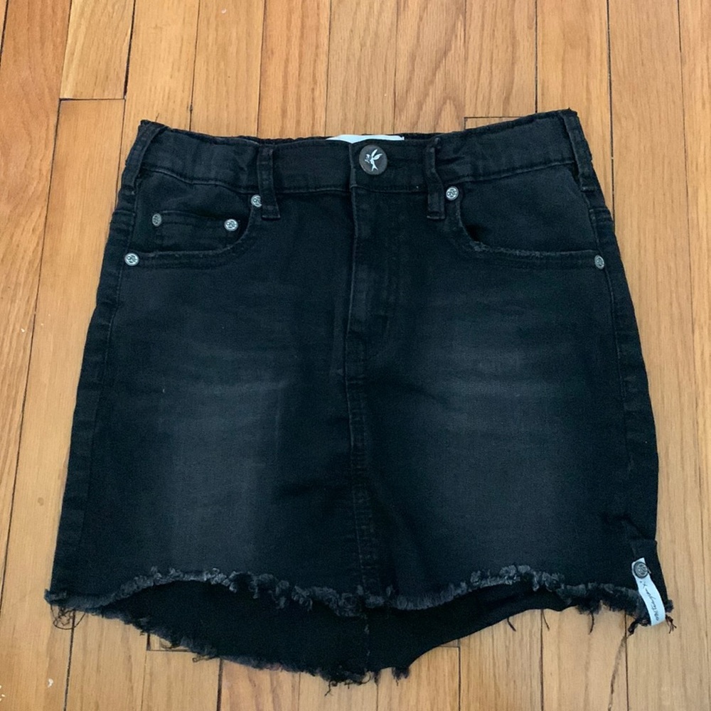 Black denim skirt